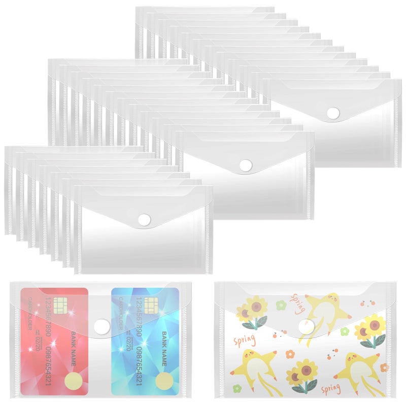 Vmiapxo 40 Pack Stamp and Die Storage Pockets  Reusable Small Plastic Envelopes Waterproof Sticker Organizer Receipt Holder Photo Storage Folders (3"" x 5"") - Image 1